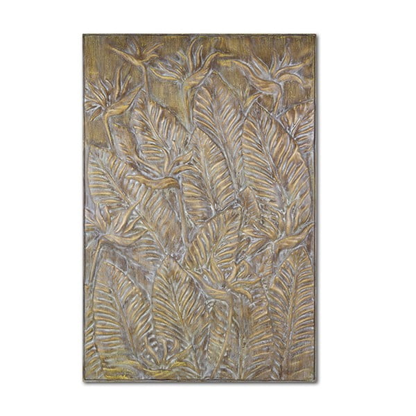Nástěnný rytý obraz z mosazi Santiago Pons Leaf, 118 x 79 cm