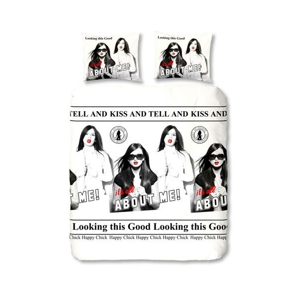 Bavlněné povlečení Müller Textiel Kiss & Tell White/Black, 140 x 200 cm