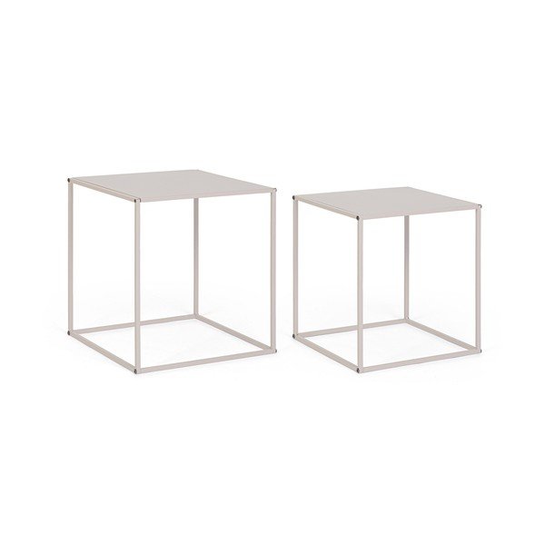 Бежови метални масички за кафе в комплект 2 бр. 38x38 cm Alrik – Yes Everyday-image-2