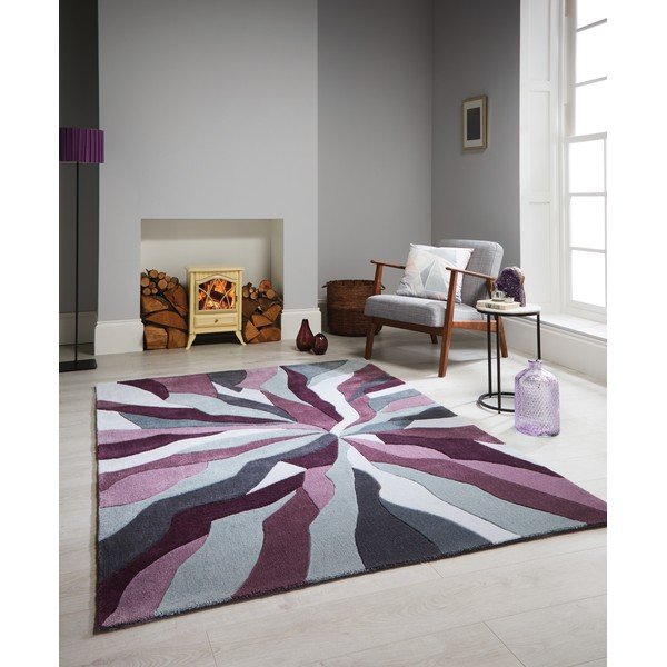 Сив и лилав килим Splinter Purple, 120 x 170 cm - Flair Rugs-image-3
