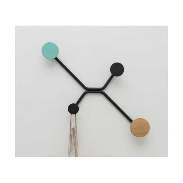 Черна закачалка за стена с детайли в ментово зелено Hook - Gazzda-image-3