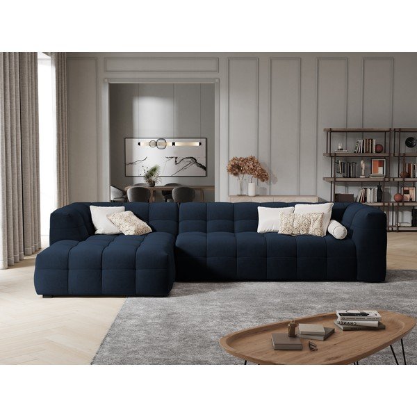 Ъглов диван от синьо кадифе , ляв ъгъл Vesta - Windsor & Co Sofas-image-1