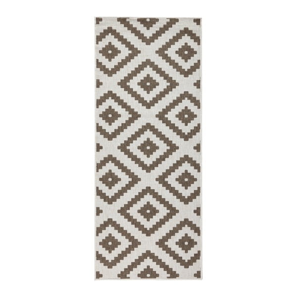 Hnědo-krémový oboustranný koberec vhodný i na ven Bougari Malta, 80 x 150 cm