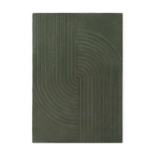Тъмнозелен ръчно изработен вълнен килим 120x180 cm Arcura – Vikosa