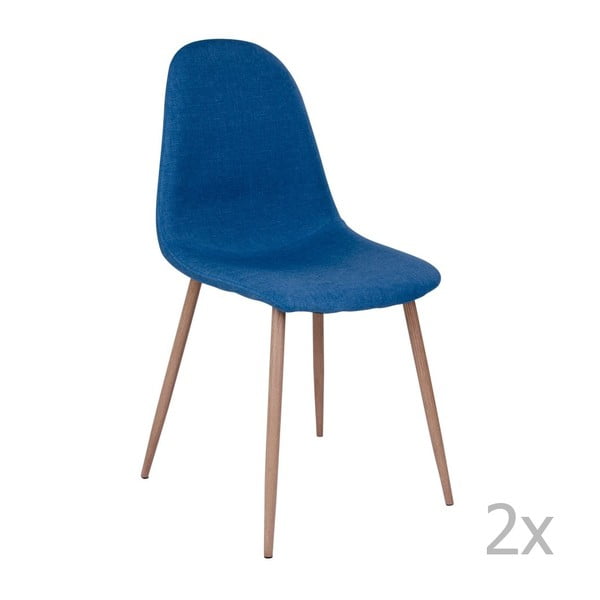 Sada 2 modrých židlí s hnědými nohami House Nordic Stockholm