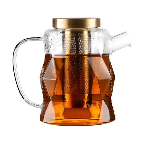 Стъклен чайник с цедка в златист цвят 1,3 l Geo – Vialli Design