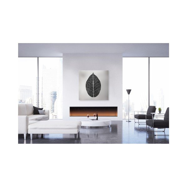 Картина на платно Uno Black Leaf, 65 x 65 cm Silver - Styler-image-1