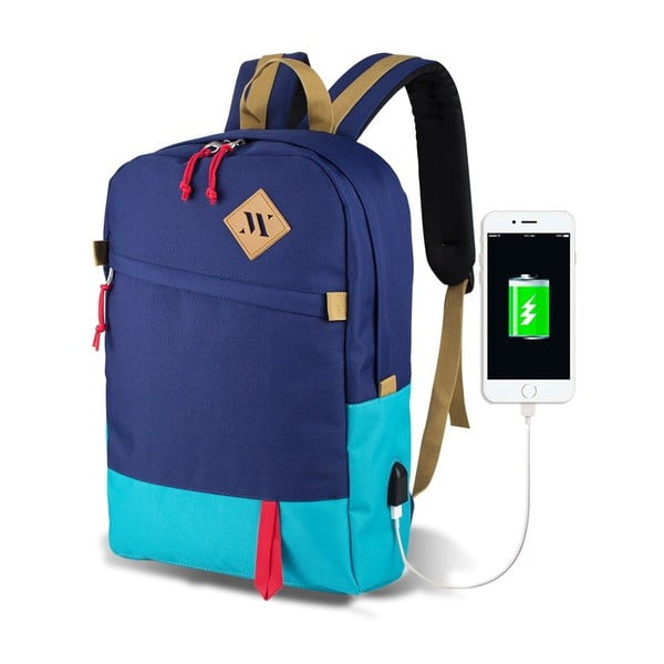 Синя и тюркоазена раница с USB порт My Valice FREEDOM Smart Bag - Myvalice