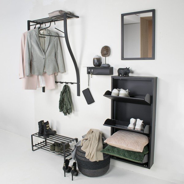 Метална стенна закачалка в сребрист цвят с рафт 75 cm Carve – Spinder Design-image-1