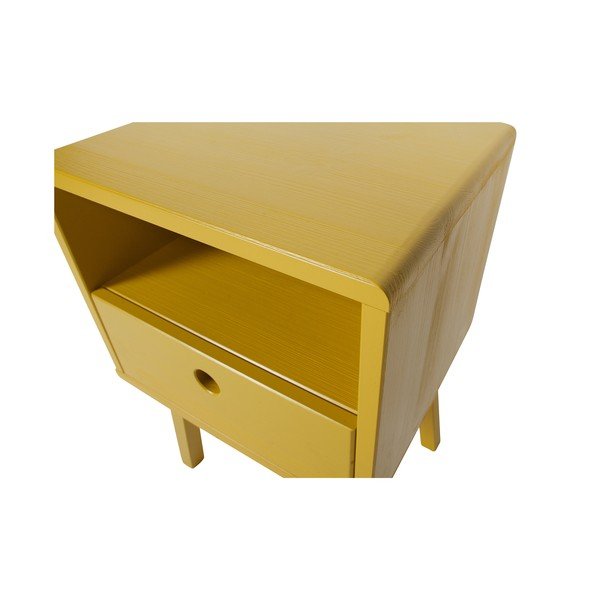 Жълто нощно шкафче от масивна борова дървесина Sammie - WOOOD-image-1
