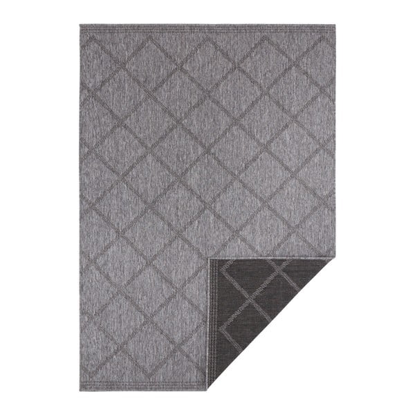 Черен и антрацитен реверсивен килим за открито Corsica, 80 x 150 cm - Bougari