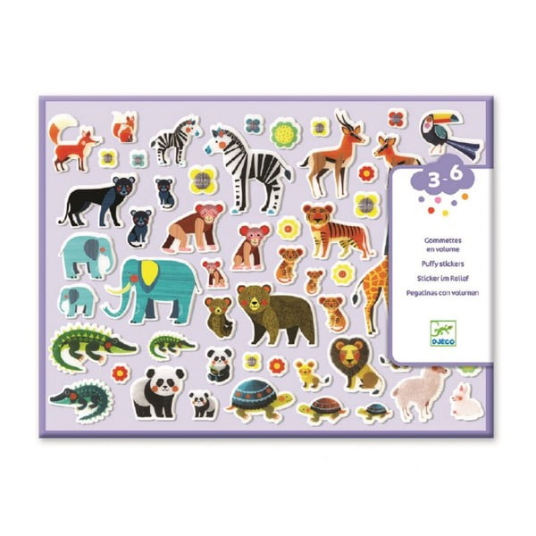 Комплект пластмасови стикери Животински семейства - Djeco