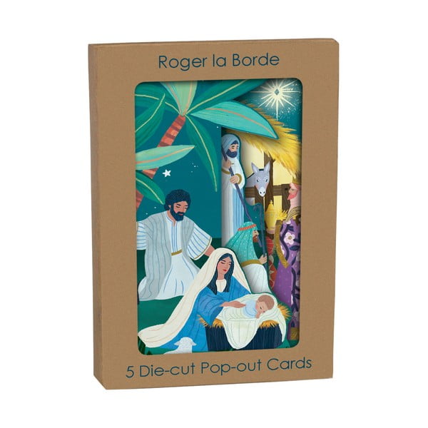Картички в комплект 5 бр. с коледен мотив Away in the Manger  – Roger la Borde-image-1