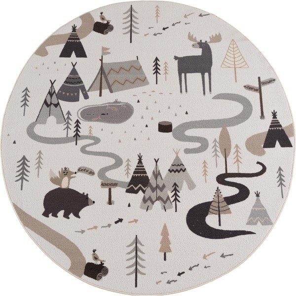 Кремав детски килим подходящ за пране ø120 cm Coco 1135 – Ayyildiz Carpets