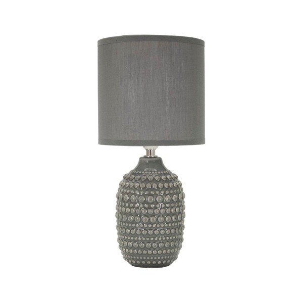 Сива керамична настолна лампа с текстилен абажур (височина 30,5 cm) Points – Mauro Ferretti
