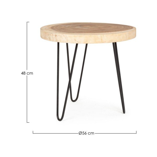 Кръгла странична масичка от масивен Мунггур ø 56 cm Tuala – Bizzotto-image-3