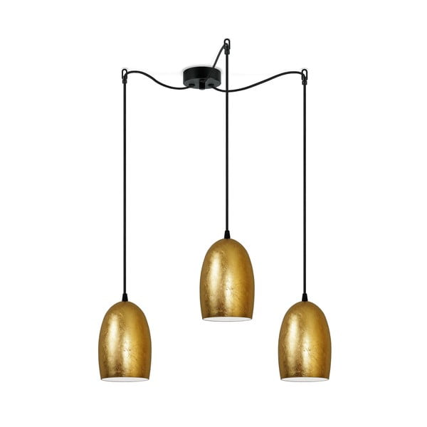 Висяща лампа с три рамена в златисто UME Elementary, ⌀ 14 cm Ume - Sotto Luce