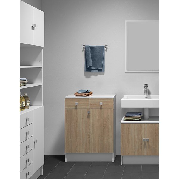 Бял нисък шкаф за баня в дъб 60x82 cm Combi - TemaHome-image-1