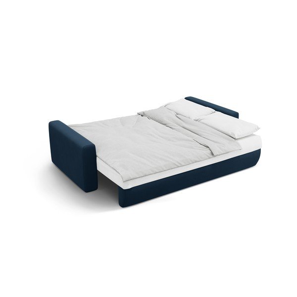 Тъмносин кадифен разтегателен диван с място за съхранение 238 cm Belfast – Cosmopolitan Design-image-3