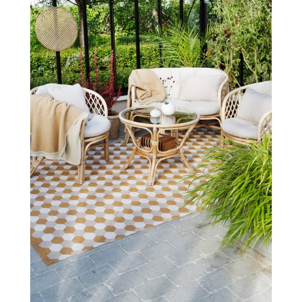 Одеяло със смес от вълна в цвят жълта охра 140x200 cm Ylva Ochre – Pappelina-image-3