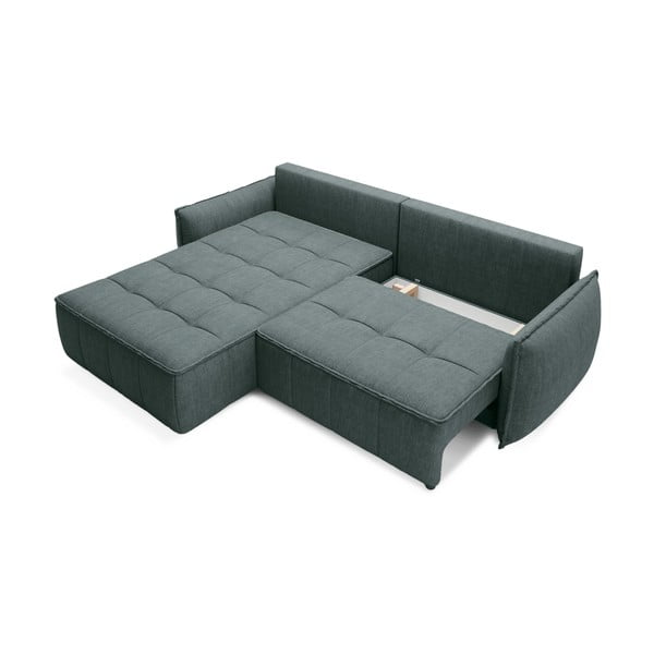 Зелен кадифен разтегателен ъглов диван с място за съхранение (ляв ъгъл) Campo – ELTAP-image-2
