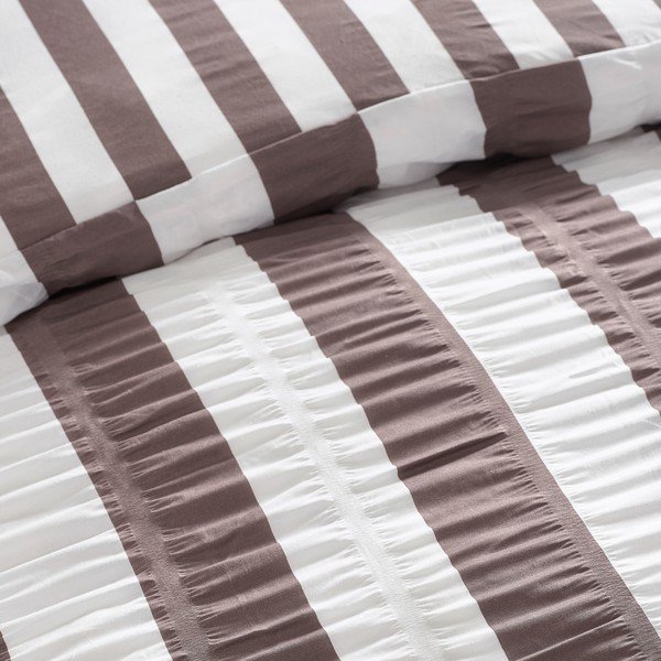 Тъмнокафяво двойно  спално бельо 200x200 cm Seersucker Frill Stripe – Catherine Lansfield-image-3