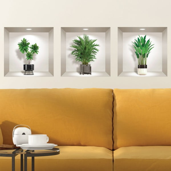 Комплект от 3 3D стикера за стена Indoor Plants - Ambiance