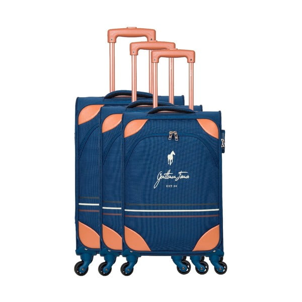 Комплект от 3 сини куфара за пътуване на колела Trippy - GENTLEMAN FARMER