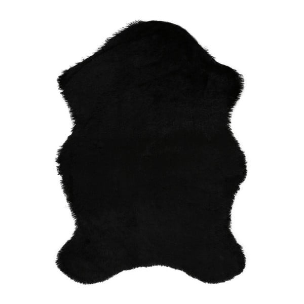 Черен килим от изкуствена кожа Tavsantuyu Black, 80 x 105 cm - Unknown