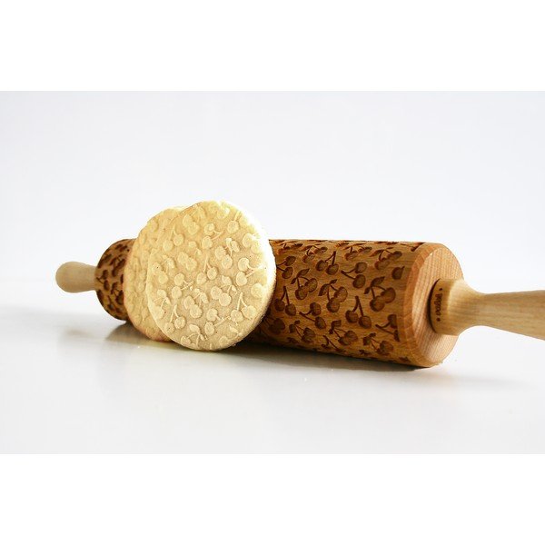 Дървен релефен валяк за тесто Cherries - Valek-image-3