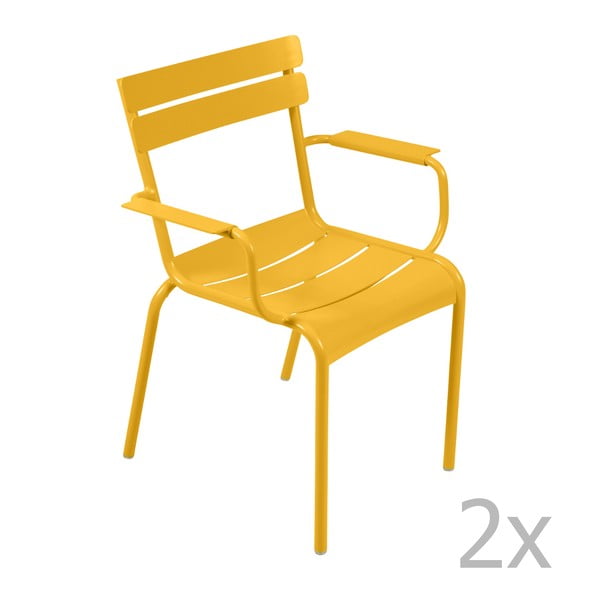 Sada 2 žlutých židlí s područkami Fermob Luxembourg