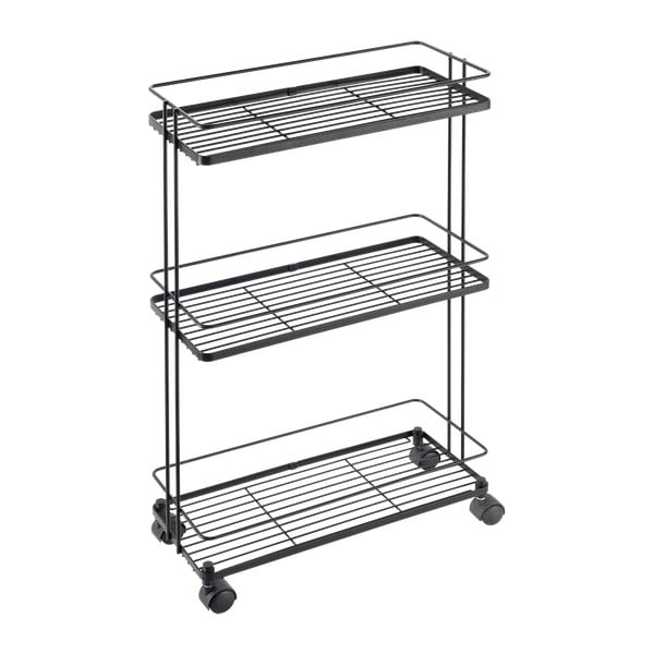 Матово черен стоманен подвижен стелаж 38x62x16 cm Lava – Metaltex