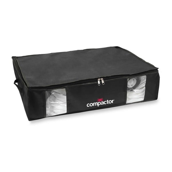 Комплект от 2 черни кутии за съхранение с голяма вакуумна торба под леглото Black Edition - Compactor
