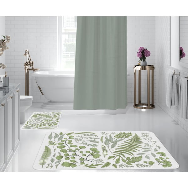 Бяло-зелени постелки за баня в комплект от 2 - Oyo Concept-image-1