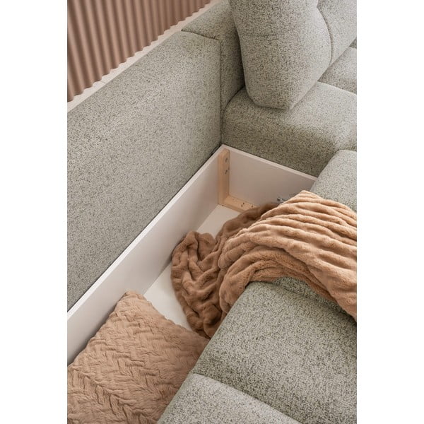 Светлокафяв разтегателен модулен ъглов диван с място за съхранение (десен ъгъл) Lulu – Miuform-image-3