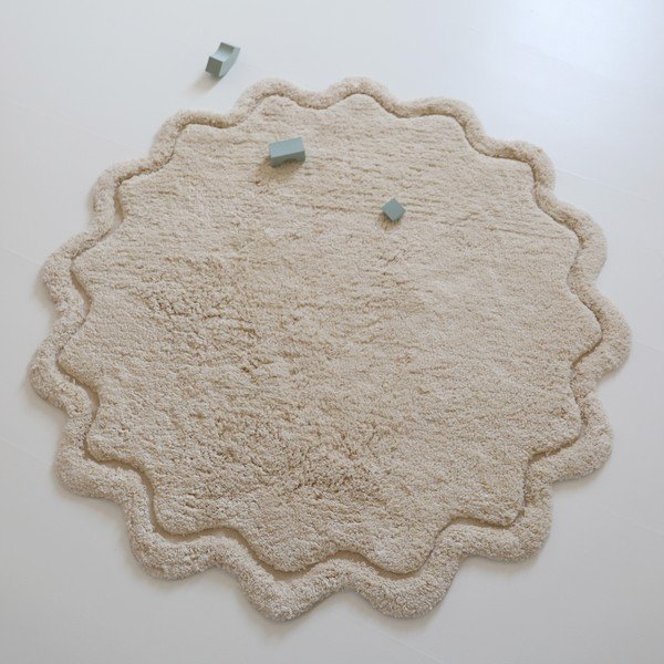 Кремав ръчно изработен памучен кръгъл килим подходящ за пране ø 110 cm Sweet April Ecru – Nattiot-image-2