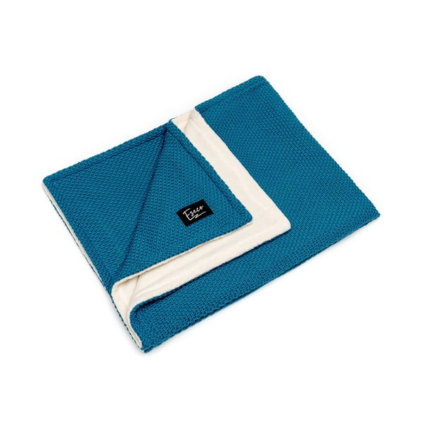 Петролено синьо бебешко плетено одеяло , 80 x 100 cm Winter - ESECO
