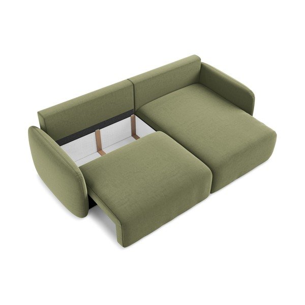 Зелен кадифен сгъваем/с място за съхранение ъглов диван (десен ъгъл) Kalena – Makamii-image-4