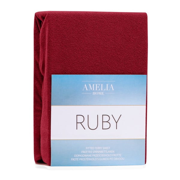 Тъмночервен ластичен чаршаф за двойно легло Siesta, 200/220 x 200 cm Ruby - AmeliaHome-image-1