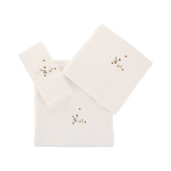 Sada 3 bílých vánočních ručníků Stockings