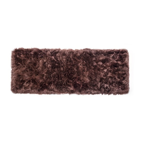 Tmavě hnědý koberec z ovčí vlny Royal Dream Zealand Long, 70 x 190 cm