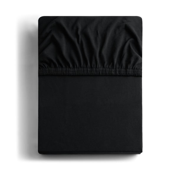 Черен еластичен чаршаф от джърси 240x220 cm Amber – DecoKing