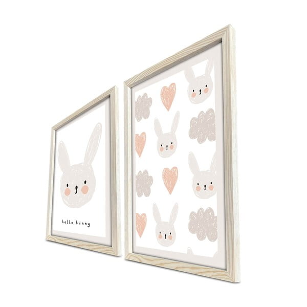 Детски картини в комплект от 2 броя 38x53 cm Hello Bunny - Wallity-image-2