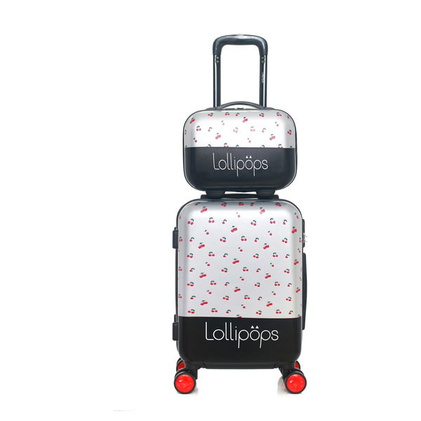 Комплект сив багаж на 4 колела и козметичен куфар Lollopops Holly - LOLLIPOPS