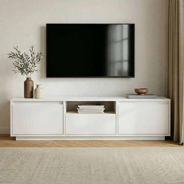 Бяла маса за телевизор 160x42x30 cm Sentinel – Kalune Design-image-2