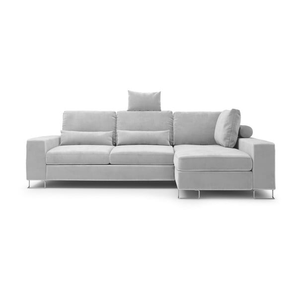 Светлосив ъглов диван с кадифена тапицерия Diane, десен ъгъл - Windsor & Co Sofas