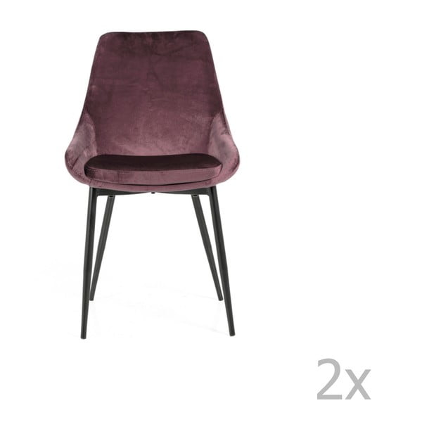 Комплект от 2 розови трапезни стола с кадифена тапицерия Lex - Tenzo
