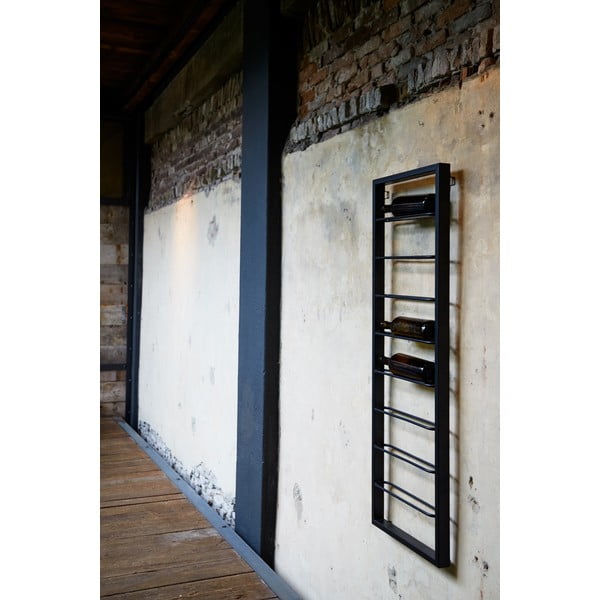 Черен стенен метален стелаж за вино 42x120x6 cm Macaben – Light & Living-image-1