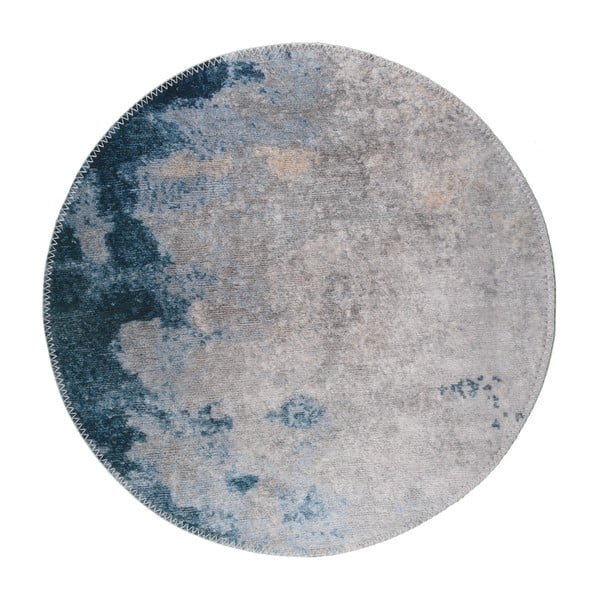 Синьо-сив миещ се кръгъл килим ø 100 cm - Vitaus