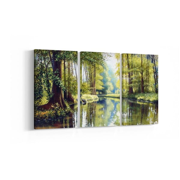 3-dílný obraz Forest River, 20 x 40 cm